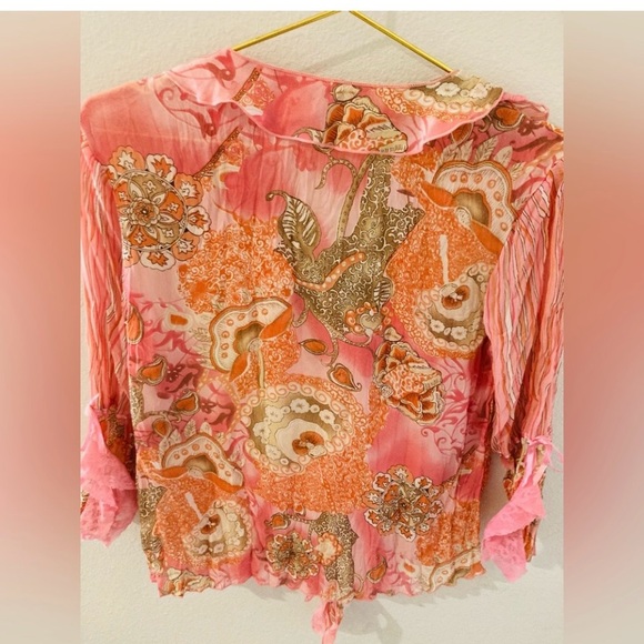 Two Pink Jaipur Blouse 
Silver & Ruffling & Pink with designs - Picture 11 of 11